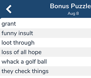 August 8th 7 little words bonus answers