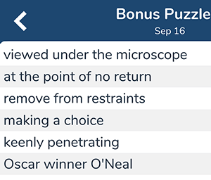 September 16th 7 little words bonus answers