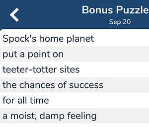 September 20th 7 little words bonus answers