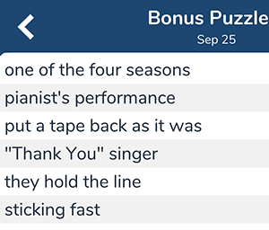 September 25th 7 little words bonus answers