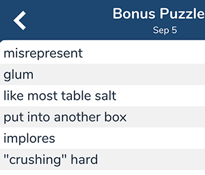 September 5th 7 little words bonus answers