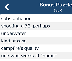 September 6th 7 little words bonus answers