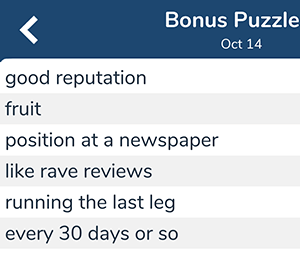 October 14th 7 little words bonus answers