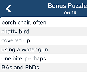 October 16th 7 little words bonus answers