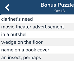 October 18th 7 little words bonus answers