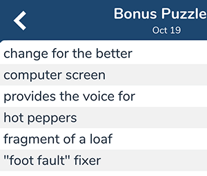 October 19th 7 little words bonus answers
