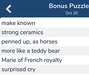 October 20th 7 little words bonus answers