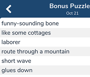 October 21st 7 little words bonus answers