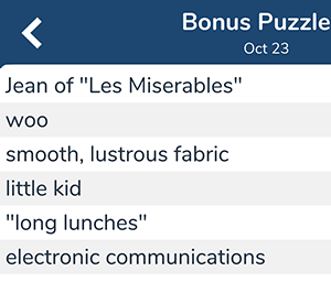 October 23rd 7 little words bonus answers