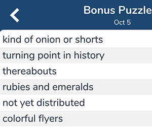 October 5th 7 little words bonus answers
