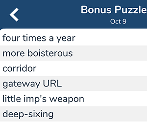 October 9th 7 little words bonus answers