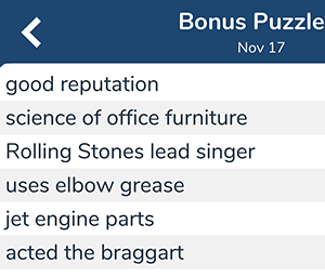 November 17th 7 little words bonus answers