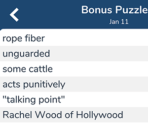 January 11th 7 little words bonus answers