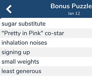 January 12th 7 little words bonus answers