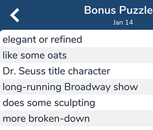 January 14th 7 little words bonus answers