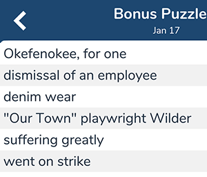 January 17th 7 little words bonus answers