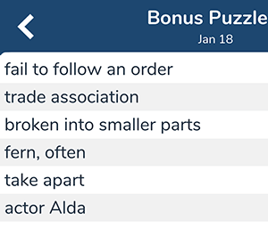 January 18th 7 little words bonus answers
