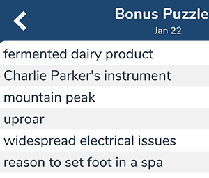 January 22nd 7 little words bonus answers