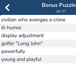 January 27th 7 little words bonus answers