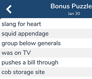 January 30th 7 little words bonus answers
