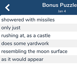 January 4th 7 little words bonus answers