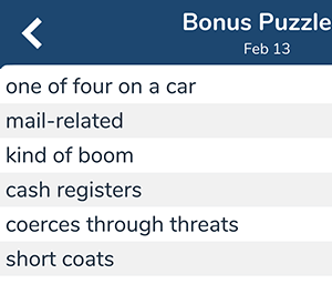 February 13th 7 little words bonus answers