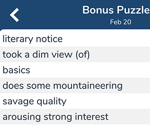 February 20th 7 little words bonus answers