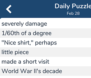 February 28th 7 little words answers