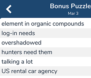 March 3rd 7 little words bonus answers