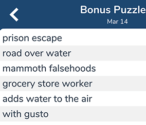 March 14th 7 little words bonus answers