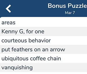 March 7th 7 little words bonus answers