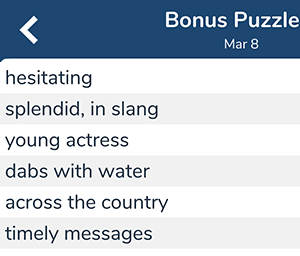 March 8th 7 little words bonus answers