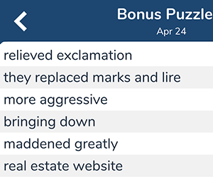 April 24th 7 little words bonus answers