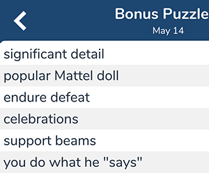 May 14th 7 little words bonus answers