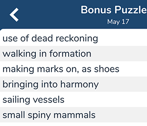 May 17th 7 little words bonus answers