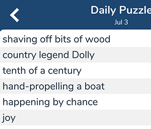 July 3rd 7 little words answers