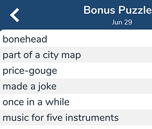 June 29th 7 little words bonus answers