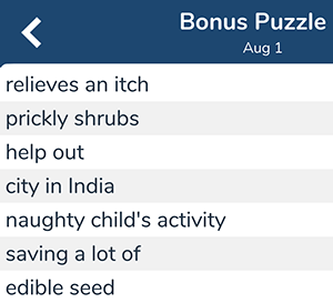 August 1st 7 little words bonus answers