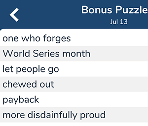 July 13th 7 little words bonus answers
