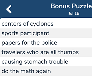 July 18th 7 little words bonus answers