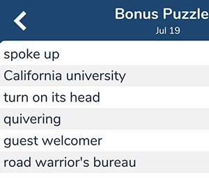 July 19th 7 little words bonus answers