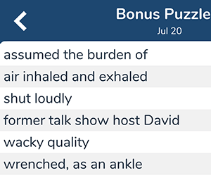 July 20th 7 little words bonus answers