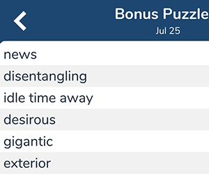 July 25th 7 little words bonus answers