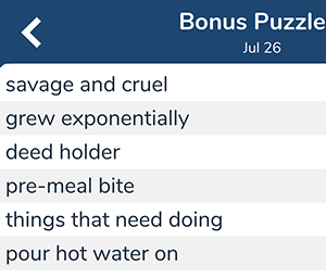 July 26th 7 little words bonus answers