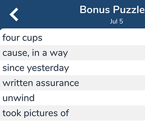 July 5th 7 little words bonus answers