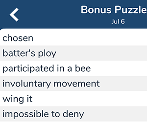 July 6th 7 little words bonus answers