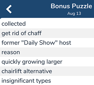 August 13th 7 little words bonus answers