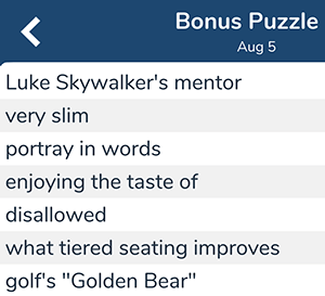 August 5th 7 little words bonus answers