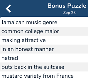 September 23rd 7 little words bonus answers