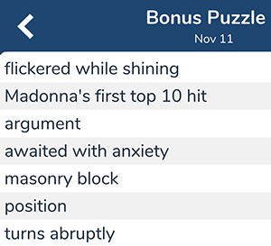 November 11th 7 little words bonus answers